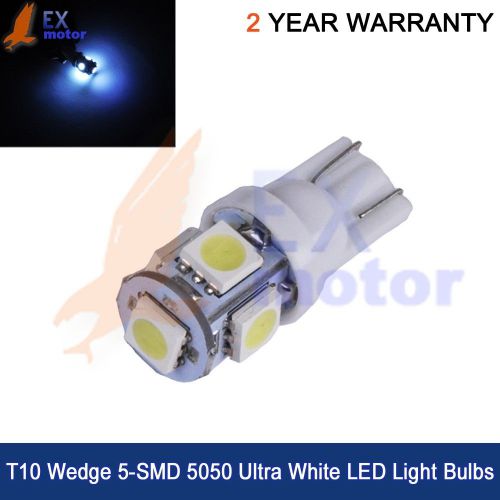 2pcs t10 194 168 2825 5 x 5050 smd led white super bright car lights bulb e2 ex