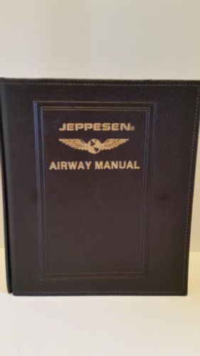 Jeppesen airway manual 7-ring binder, brown leather look, 2.5&#034; wide