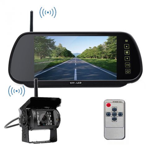 7&#034; lcd monitor/mirror car wireless backup rear view camera parking reverse kit