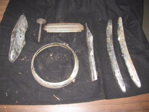 Antique car truck rat trod chrome trim parts lot