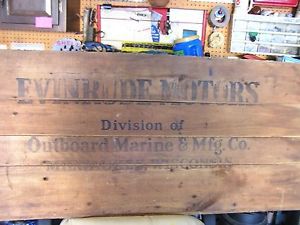 Vintage evinrude boat motor packing crate
