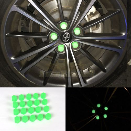 Glow in the dark halo on wheel! 21mm night rim lug nuts cover cars/bikes green