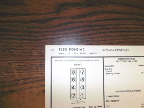 1980 pontiac eight series catalina bonneville models 350 v8 diesel tune up chart