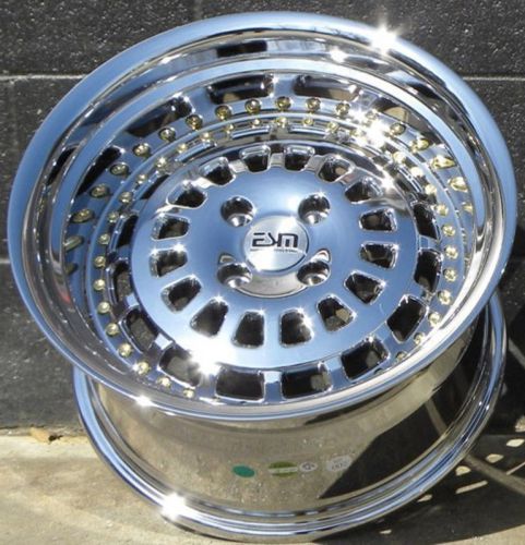 15x9 4x100 platinum chrome esm-015 wheels rims bmw e30 mini cooper honda acura