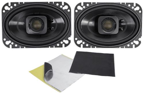 (2) polk audio db462 4x6&#034; 300w car audio atv/motorcycle/boat speakers + rockmat