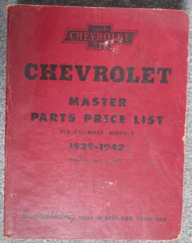 Vintage 1929-1942 chevrolet master parts price list