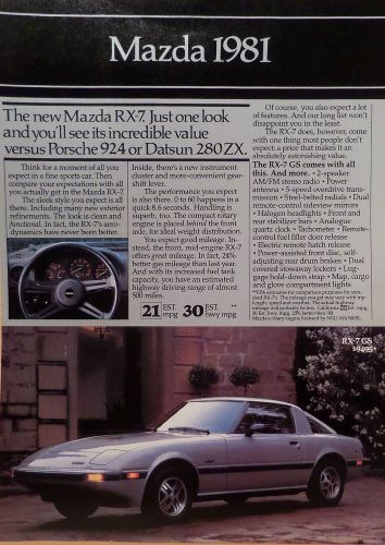 1981 mazda rx-7 gs ad/picture/print 78 79 80 82 280-zx 240-z