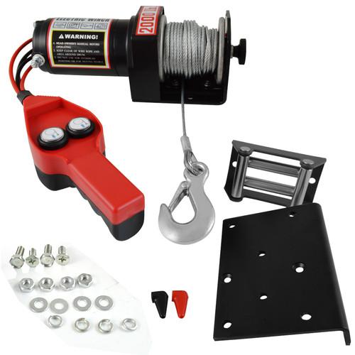 12v 2000lb capacity power cable atv winch kit 12 volt recovery towing tow hook
