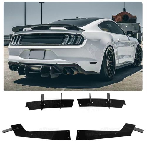 Glossy Black Rear Diffuser & Rear Side Splitters Fits For 2018-2021 Ford Mustang, US $71.29, image 13