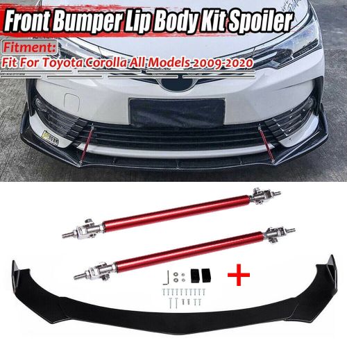 For Toyota Corolla 09-20 Front Bumper Lip Splitter Spoiler Glossy + Strut Rods, US $65.19, image 12