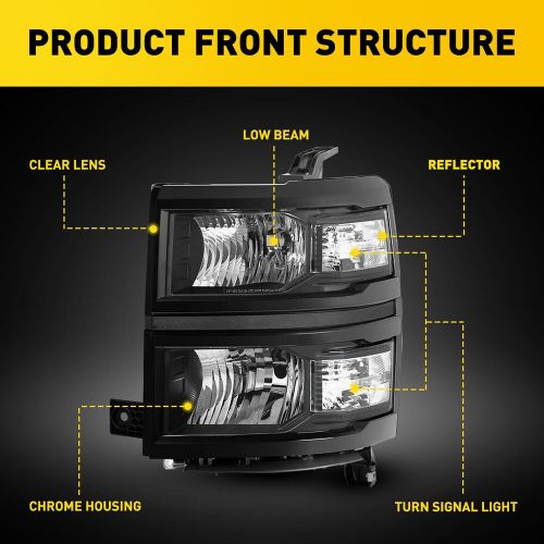 FOR 14-15 CHEVY SILVERADO 1500 BLACK HOUSING WHITE CORNER HEADLIGHT HEAD LAMPS, US $139.99, image 14