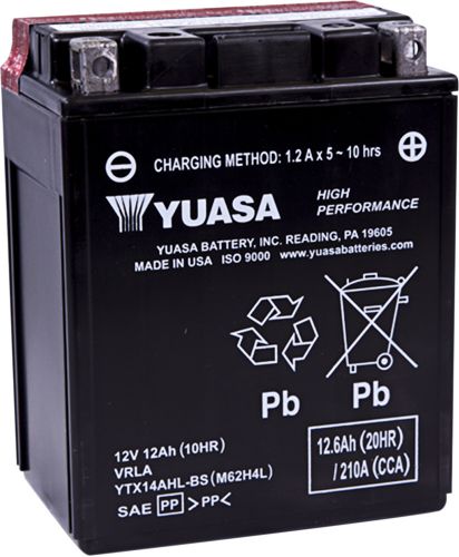 Yuasa agm battery - ytx14ahl-bs .66 l yuam62h4l