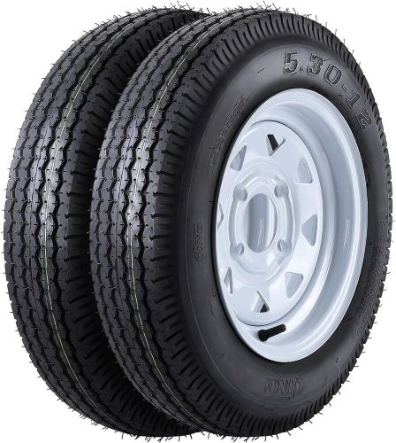 Set of 2 Trailer Tires with 12" Rim 6PR 5.3-12 5.30x12 530-12 5.3-12 4 Lug on 4", US $111.99, image 2