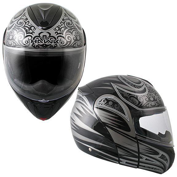 Find NEW Hawk Gray Warrior Modular Dual Visor Full Face Motorcycle