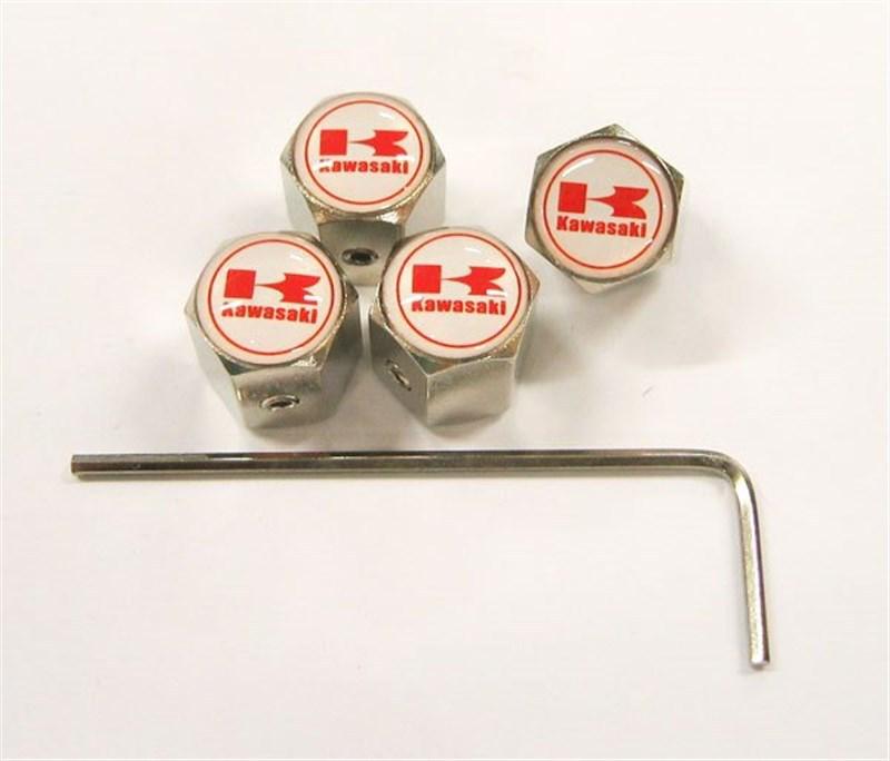 Kawasaki wheel tyre tire valve stem air dust covers caps anti-theft locking
