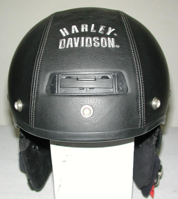 Harley-davidson black leather motorcycle helmet, sz: 7-1/8