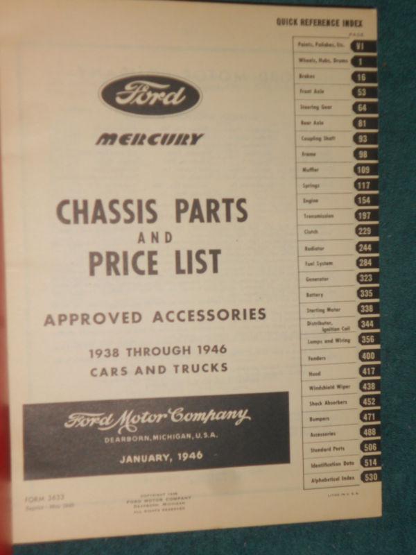 Find 19381946 FORD CAR / TRUCK / MERCURY CHASSIS PARTS CATALOG