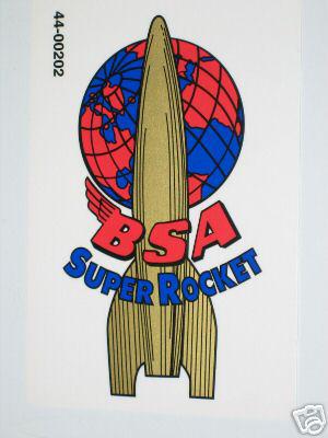 Bsa super rocket tank top decal motorcycle 650 twin