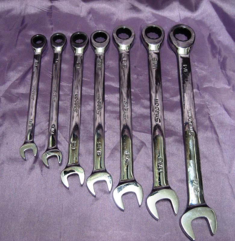 Find Snap On 7 Pc SAE Standard Ratcheting Combination Wrench Set 3/8