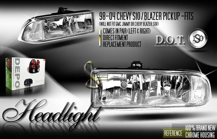 Depo pair euro style chrome composite headlights headlamp chevy blazer chevy s10