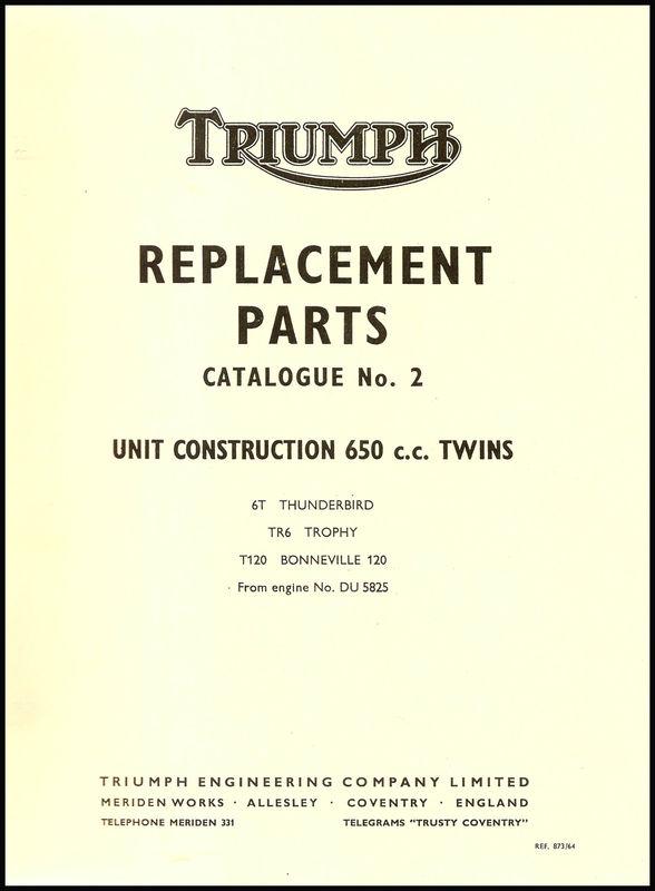 1965 triumph t120 bonneville,6t thunderbird,tr6 trophy parts book #3 pn# 99-0822