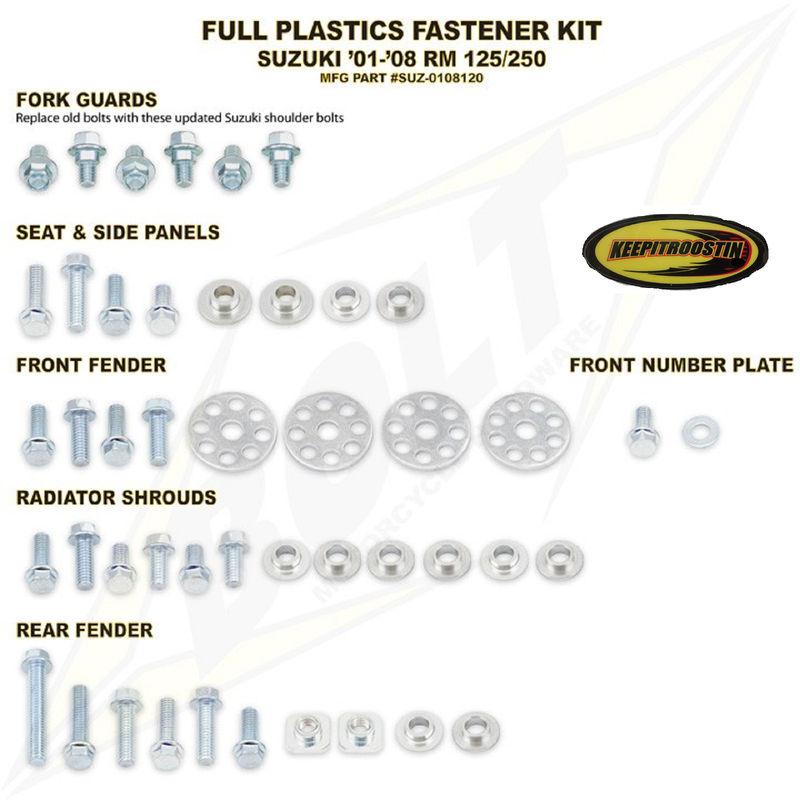 Plastic bolt kit for suzuki rm 125 250 2001-2008 rm125 rm250