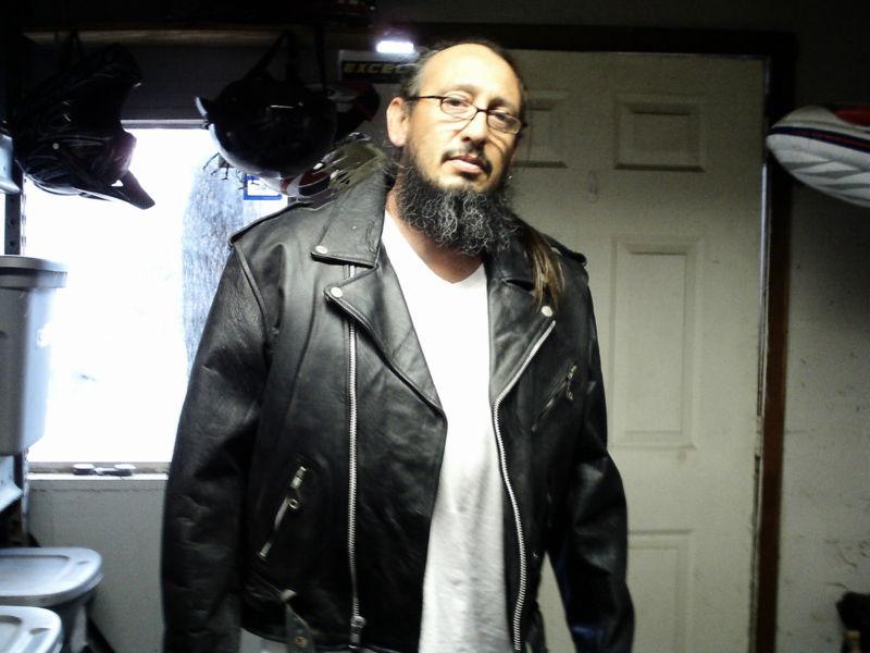 New men's wild rider old school black leather jacket size 48 w/ minor defects