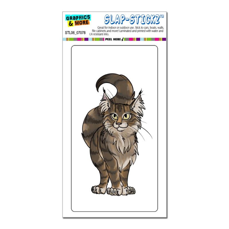 Maine coon cat on white - slap-stickz™ car window locker bumper sticker