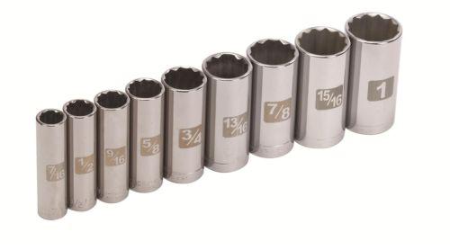 Craftsman socket set 3/8" drive 12-point deep well 7/16-1" sae sizes 9-sockets