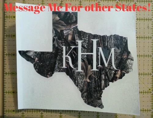 5in camo texas monogrammed vinyl vehicle decal