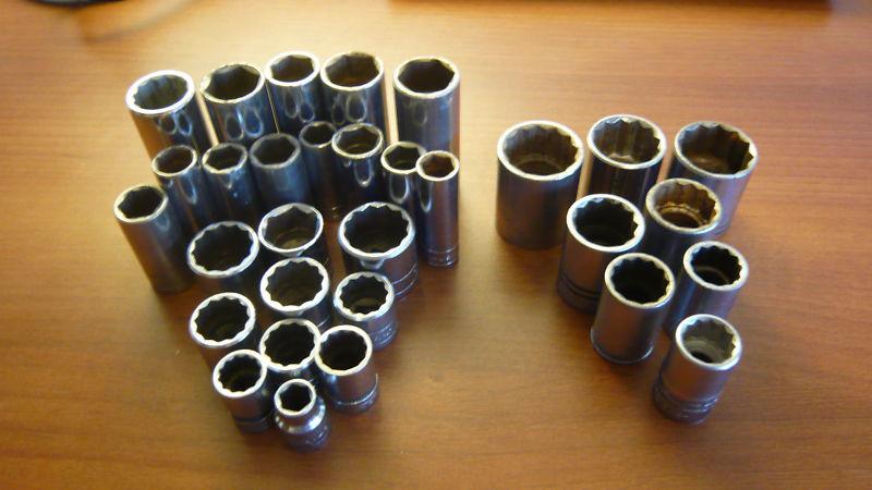 Big 31 pc. lot of sae fractional sockets! s-k, other brands *all made in usa*