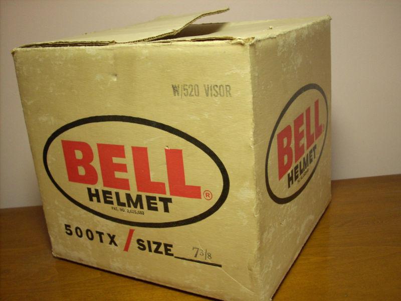 Vintage 1970's bell toptex 500tx box w/ nos 520 white visor & 2 goggle straps