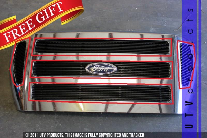 2004 - 2012 ford  f650 / f750 black main billet grille kit xlt superduty 04 05 