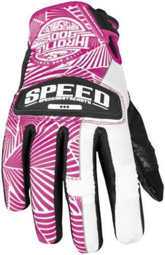 Speed & strength throttle body womens leather/mesh gloves,pink/white,small/sm