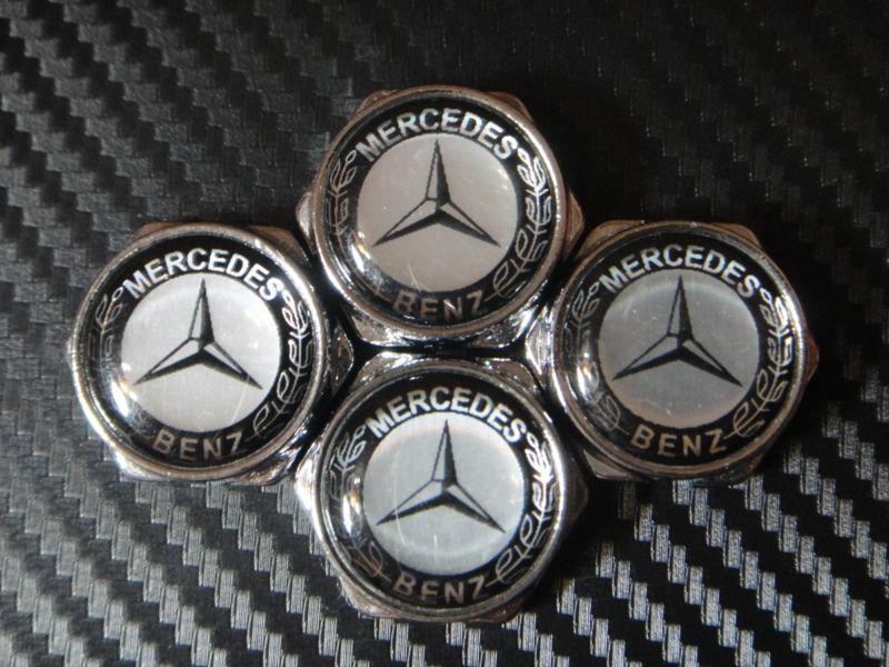 Benz license plate burglar chrome bolts stainless steel screws 4caps b/w