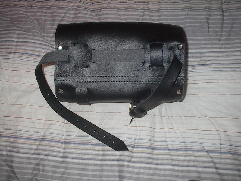 Harley davidson soft leather handlebar fork bag looks great cheap look nr!