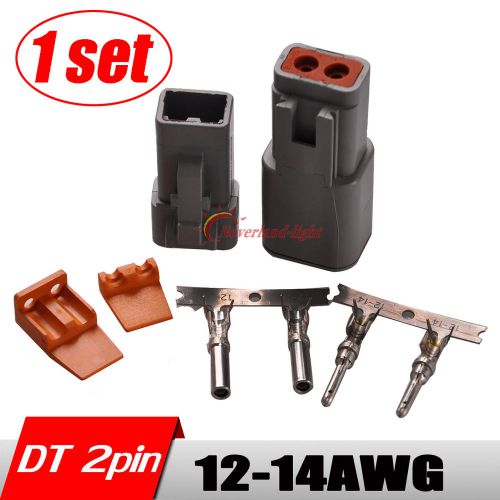 1set dt 2 pin connector male and femal 14-16 awg pins contacts deutsch plugs kit