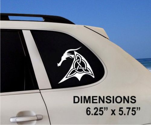 Celtic dragon vinyl decal / large 6.25"x 5.75" black or white racing graphic