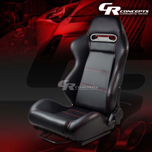Type-r pvc leather+stitch sports racing seats+mounting slider driver left side