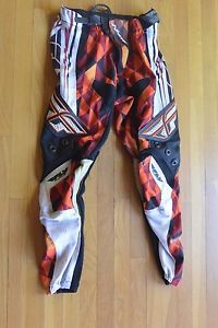 Kinetic fly racing flyracing moto cross pants junior boys sz 28 used orange blk