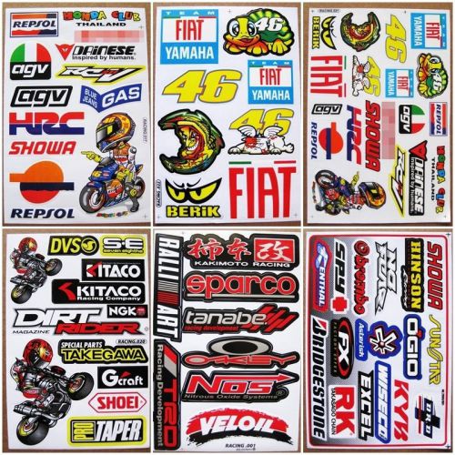 Rossi 46  moto-gp supercross dirt rider mx1 motocross racing stickers 6 sheets .