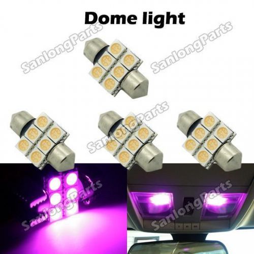 4x 6-5050-smd purple led festoon 31mm interior light courtesy dome map bulb 3175