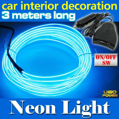 3m blue flexible neon light glow el-wire rope car party strip sound control