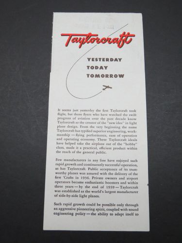 Original 1945/46 taylorcraft model bc-12-d &amp; model 15 factory sales brochure