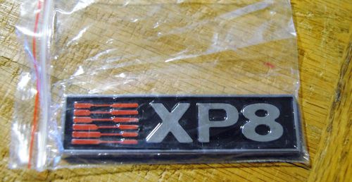 Pair of saleen emblem==xp8==black with chrome raised letters and red "s"