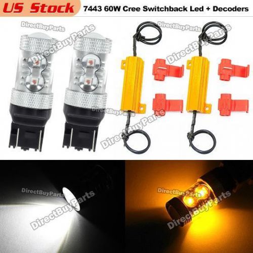 1pair 7443 7444na cree 60w switchback turn signal light+resistors for chevrolet