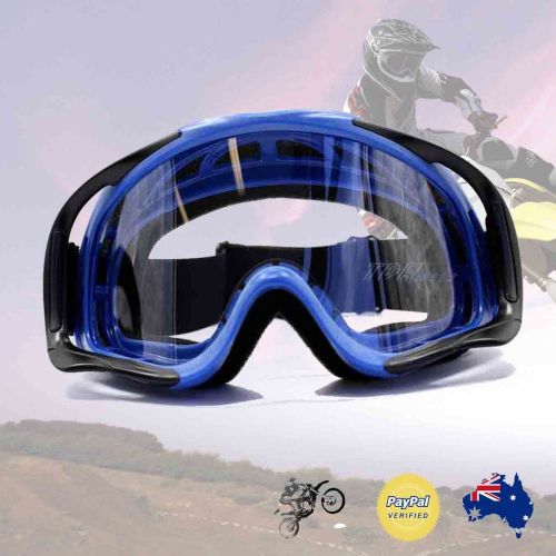 New goggles motocross motor bike clear lens blue frame adjustable racing adults