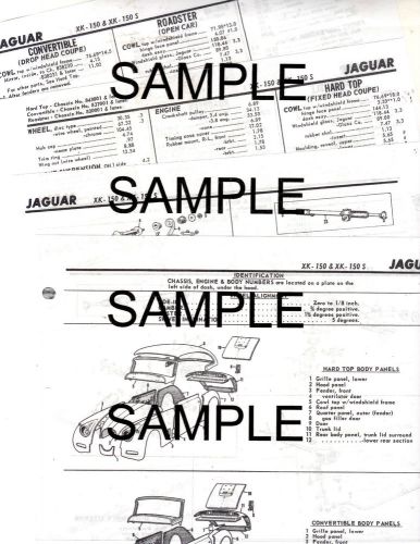 Jaguar xk-150 &amp; xk-150s body parts list crash sheets mof 2