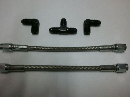 Sprint car brake crossover kit performance race braided lines -4 black fittings