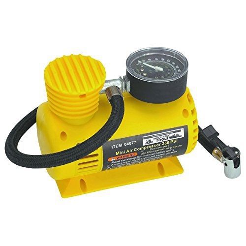 Pittsburgh 12v 250 psi compact air compressor; sled-type base prevents